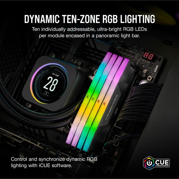 Foto 5 van Corsair Vengeance RGB 32 GB DDR5-6000 (2x 16 GB) werkgeheugen (Zwart)